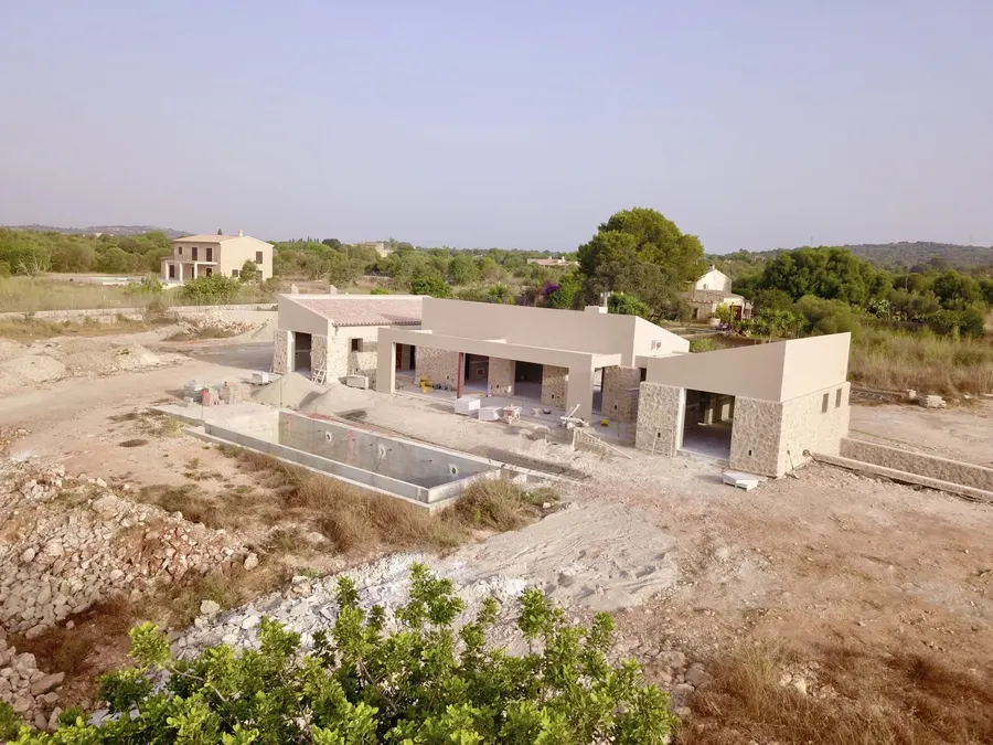 New country house under construction, seen from the air