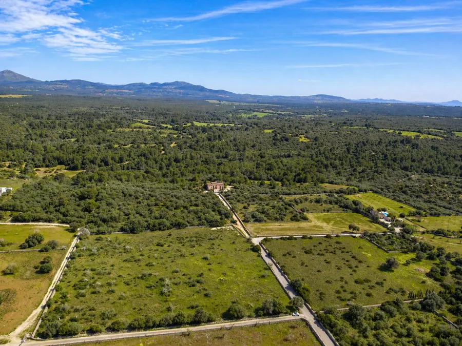 Aerial view of countryside plots in Mallorca